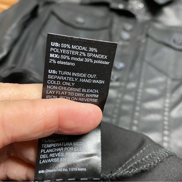 White House Black Market Coated Black Faux Leather Jacket Dress Size 2 - Picture 13 of 15